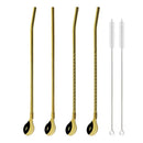Axyaa Stainless Steel Straw Spoon Set - Reusable Metal Straw & Spoon for Smoothie Drinking
