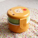 Axyaa Kids Animal Bento Lunch Box: Double-layer Round Snack Box, Microwave Safe, Portable