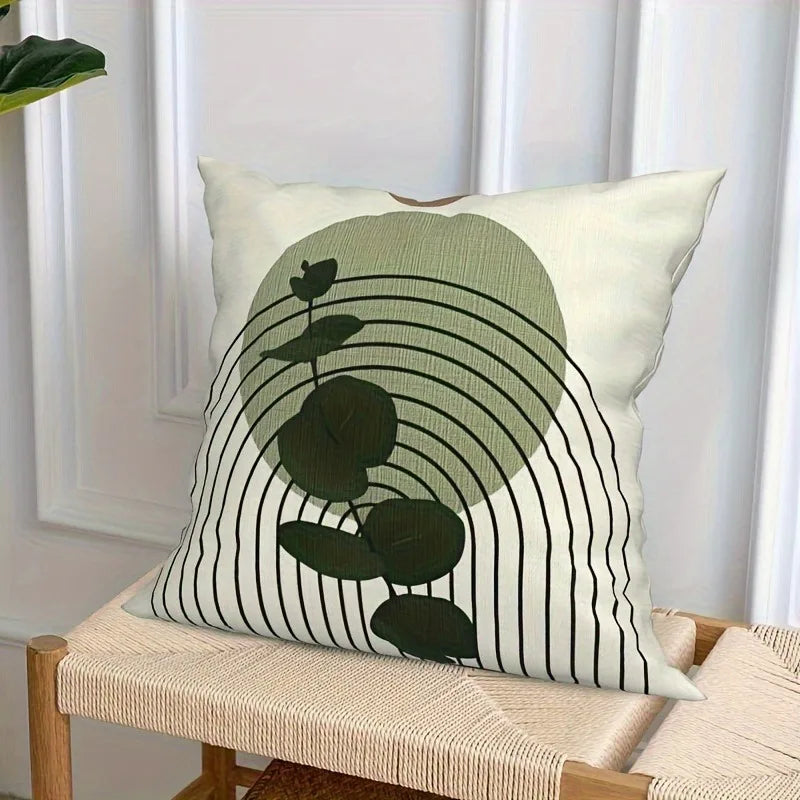 Axyaa Geometric Leaf Pattern Pillowcase: Minimalist Bohemian Decor, Soft and Stylish Sofa Cushion Cover
