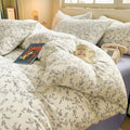 Axyaa Korean Floral Bedding Set 2025: Washed Cotton Duvet Cover, Girls Bedding Sheet Sets