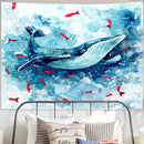 Sky Dolphin Tapestry Wall Hanging Pink Clouds Whales Aesthetic Kawaii Room Decor