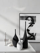 Axyaa Modern Minimalist Ceramic Vase Black White Handmade Art Decoration Living Room
