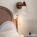 Axyaa Wood Stone LED Wall Sconce, Mid Century Modern Bedroom Lamp