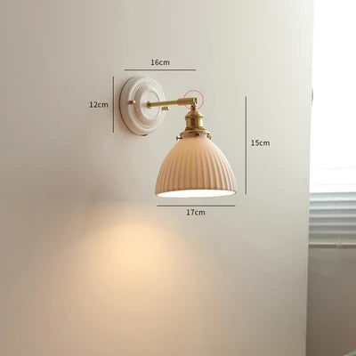 Axyaa White Ceramic Wall Lamp Modern Nordic Japanese Style LED Lighting