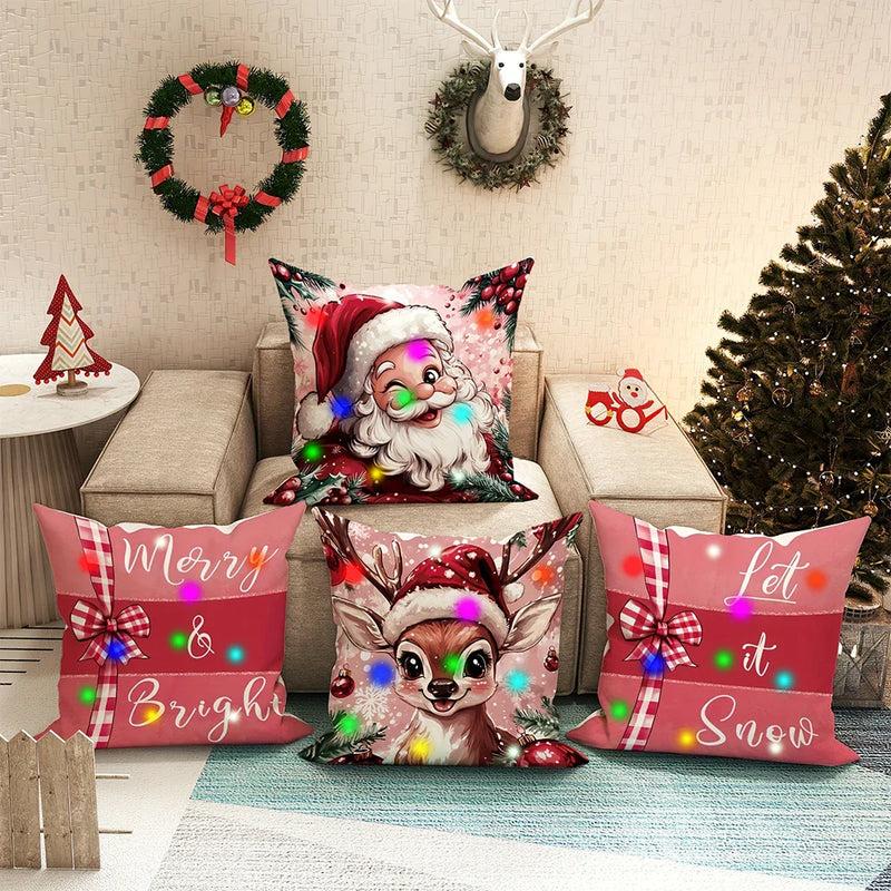 Axyaa Santa Claus Fawn Luminous Pillowcase - Christmas Party & Home Decor Gift
