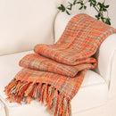 Axyaa Boho Cable Knit Throw Blanket with Tassels for Bed and Sofa