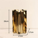 Axyaa Silver Metal Vase with Artificial Flowers for Desk Decor