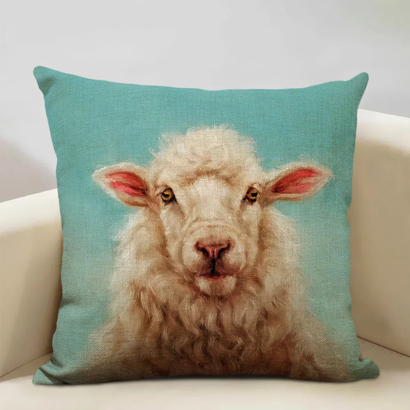 Axyaa Bullfighting Dog Cushion Cover - 45x45cm Linen Pillowcase for Home Decor