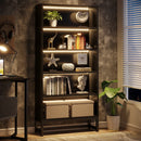 Tribesigns Tall Black Bookcase, 70.8” Large Bookshelf by Axyaa - Heavy Duty Library Organizer