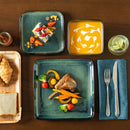 Axyaa Square Green Reactive Glaze Ceramic Dinner Set - 12/24/36 Piece Tableware