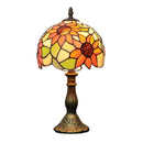 Axyaa Sunflower Stained Glass Tiffany Lamp with Brass Finish Metal Base