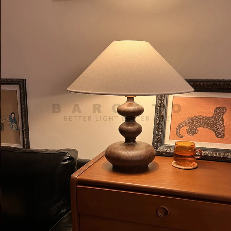 Axyaa Nordic Solid Wood Table Lamp for Home Study Bedroom Lighting