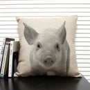Axyaa African Animal Linen Pillow Cover 45x45cm - Lion, Elephant, Elk Portrait Decor