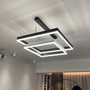 Axyaa Black Aluminum Square Pendant Light - Modern LED Hanging Lamp for Home Loft