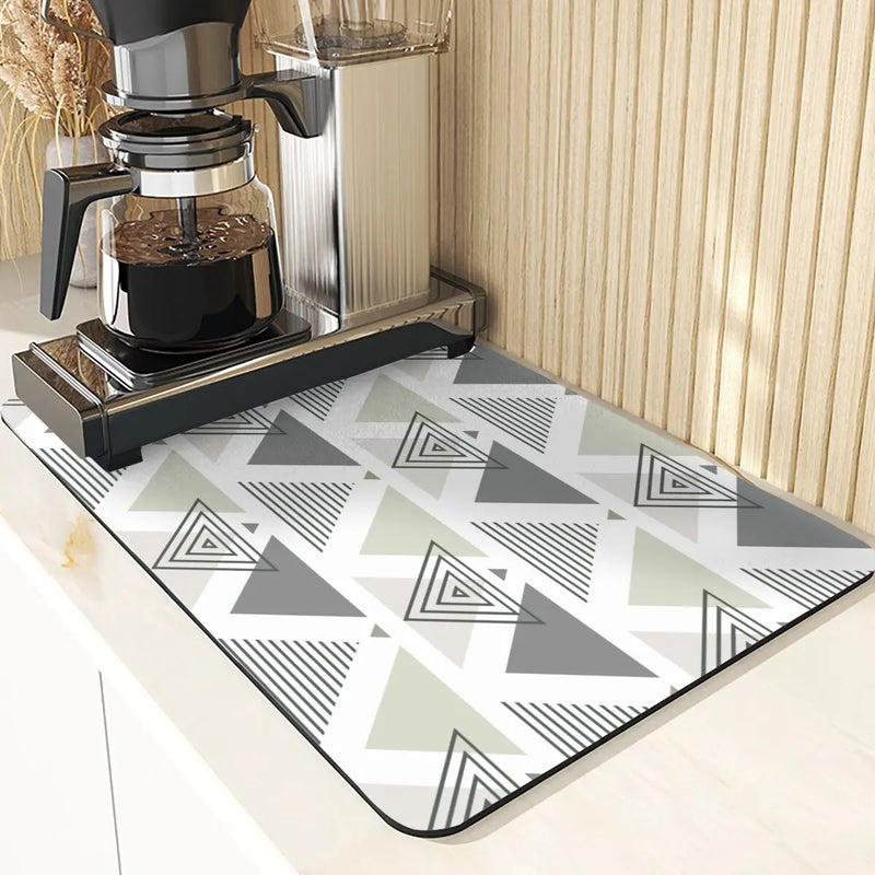 Axyaa Polygon Pattern Cup Mat Set - Absorbent Diatomaceous Earth Coasters