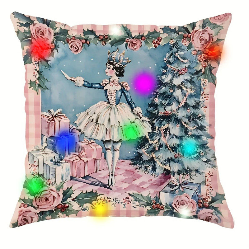 Axyaa Christmas Nutcracker Garland LED Pillowcase - Festive Home Decor