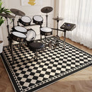 Axyaa Musical Note Drum Set Carpet: Soundproof Black & White Plaid Rug