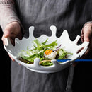 Axyaa White Ceramic Plate Set for Dining and Kitchen, Irregular Design, Durable Structure
