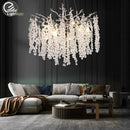 Axyaa Chrome Crystal Tree Branch Chandelier: Elegant Nordic Design with LED Lights