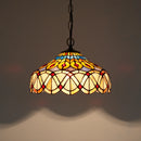 Axyaa Handcrafted Peacock Dragonfly Glass Pendant Light - Artisan Leaf Pattern Lighting