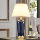 Luxury Dark Blue Ceramic Table Lamp with Remote Control for Bedroom and Living Room by Axyaa