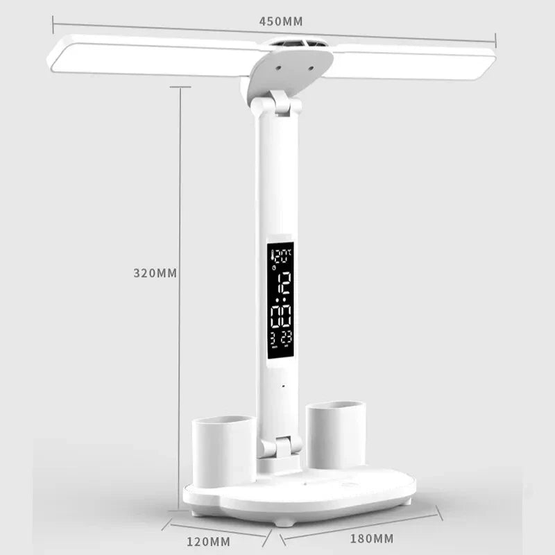 Axya LED Desk Lamp, Dual Head, USB Chargeable, Dimmable & Foldable