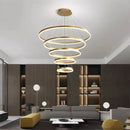 Axyaa Modern LED Ring Chandelier for Living Room, Wiredrawing Interior Lighting