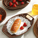 Axyaa Imitation Rattan Tray Snacks Storage Basket Fruit Tray Kitchen Organizer