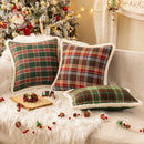 Axyaa Christmas Plush Pillowcase: Winter Plaid Edge, Imitation Rabbit Hair, Sofa Cushion Cover.