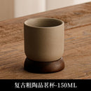 Axyaa Acacia Wood Bottom Clay Espresso Mug for Hotel, Restaurant, Home- Unique Drinkware