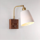 Axyaa Wood Ceramic Wall Sconce Lamp Brass Glass LED Wall Light