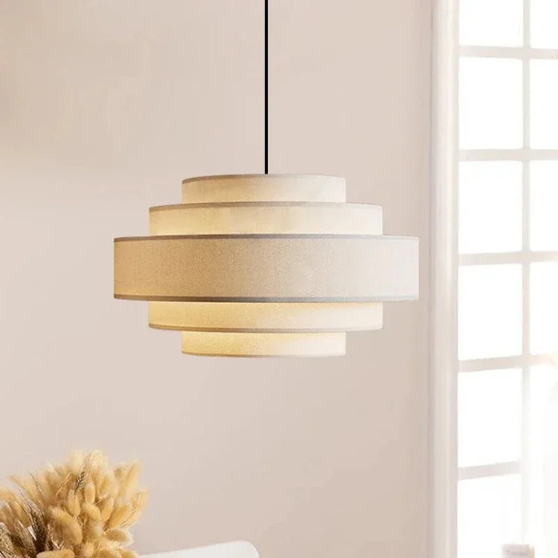 Axyaa White Fabric Pendant Light Japan Cloth Chandelier