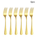 Axyaa Gold Stainless Steel Tableware Set - Knife, Fork, Spoon - 4/6/16/24pcs