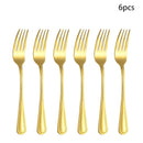 Axyaa Gold Stainless Steel Tableware Set - Knife, Fork, Spoon - 4/6/16/24pcs