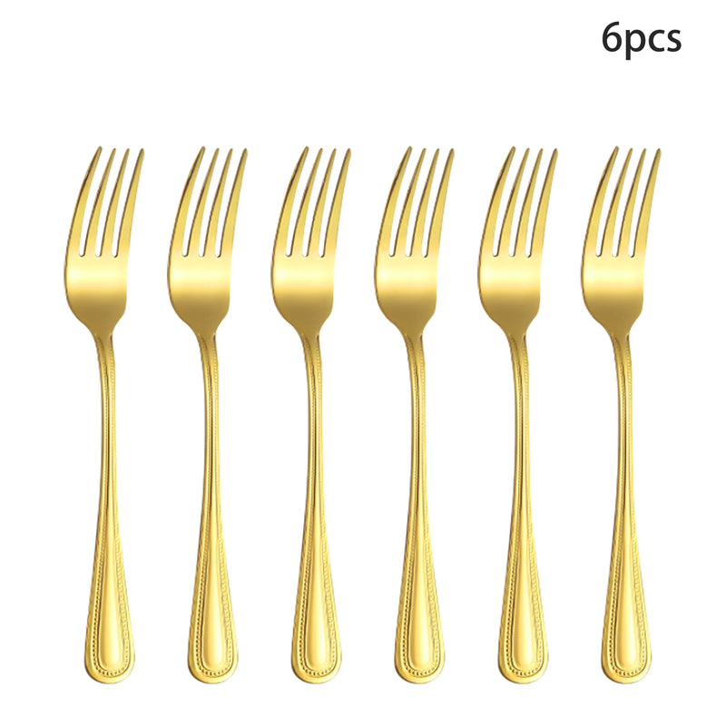 Axyaa Gold Stainless Steel Tableware Set - Knife, Fork, Spoon - 4/6/16/24pcs