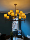 Axyaa Copper Fabric Chandelier: Luxury Nordic LED Pendant Light for Living Room and Dining Table