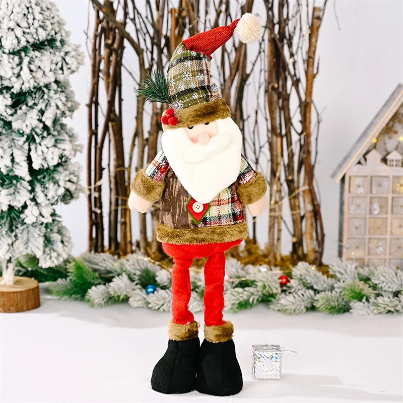 Axyaa Christmas Doll Ornaments Santa Snowman Elk Flexible Decor Xmas Gift
