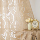 Axyaa Gray Leaf Jacquard Window Curtain for Home Decor