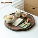 Axyaa Wood Tea Tray Cake Rack Coffee Storage Teapot Support Serving Dishes