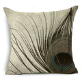 Axyaa Peacock Feather Linen Cushion Cover 45x45cm for Sofa Bed Decor