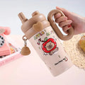 Axyaa Cartoon Thermal Water Bottle with Straw Handle for Kids