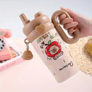 Axyaa Cartoon Thermal Water Bottle with Straw Handle for Kids