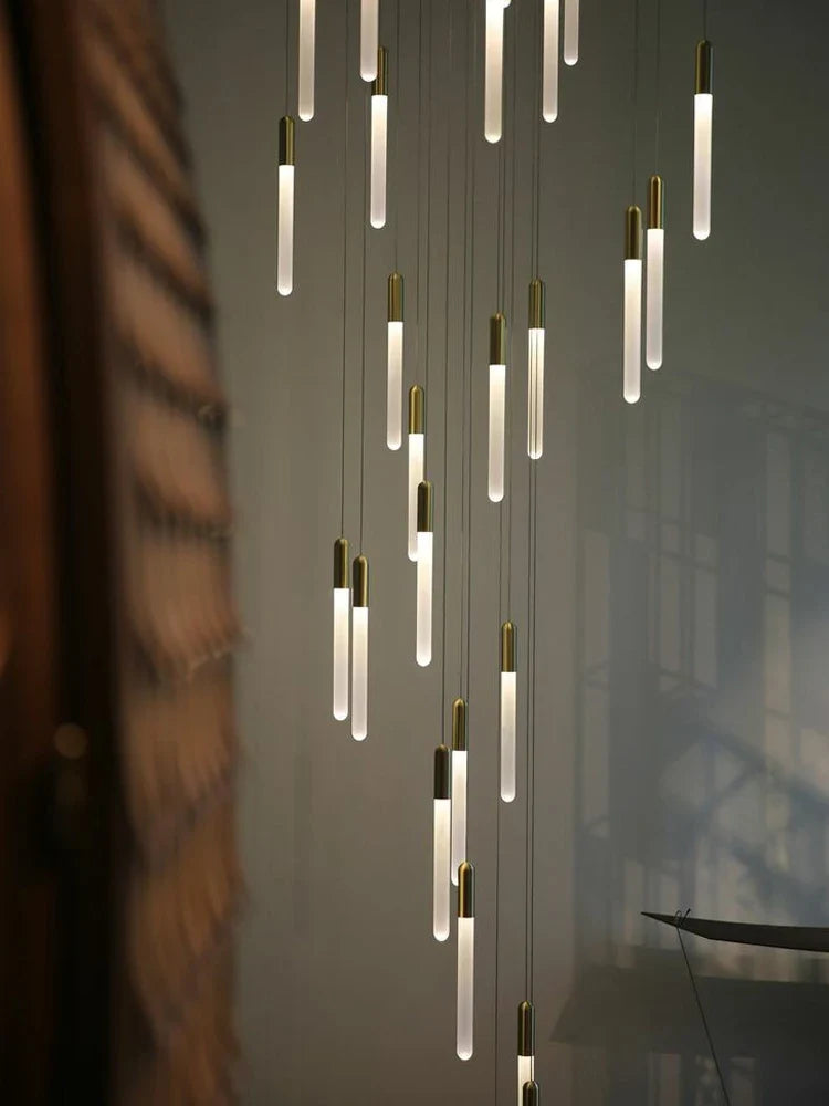 Axyaa Modern Nordic LED Cylindrical Chandelier - Indoor Decorative Staircase Fixture