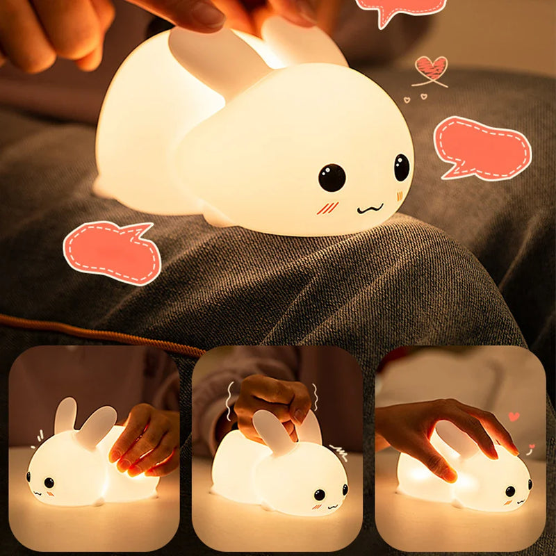 Axya Silicone Rabbit Touch Sensor Night Light - Cute Animal Bedroom Decor