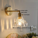 Axyaa Copper LED Wall Light with Clear Glass Rotate Bedside Lamp