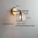 Axyaa Japanese Style LED Wall Light Clear Glass Pull Chain Switch Nordic Modern Decor