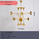 Axyaa Gold Horn Pendant Chandelier for Restaurant and Music Hall Lighting