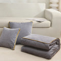 Axyaa Chenille-Rimmed Cotton Pillow Quilt: Solid Color Dual-Purpose Two-in-One Design