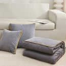 Axyaa Chenille-Rimmed Cotton Pillow Quilt: Solid Color Dual-Purpose Two-in-One Design