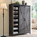 Axyaa Sliding Door Shoe Storage Cabinet, 7-Tier Farmhouse Organizer